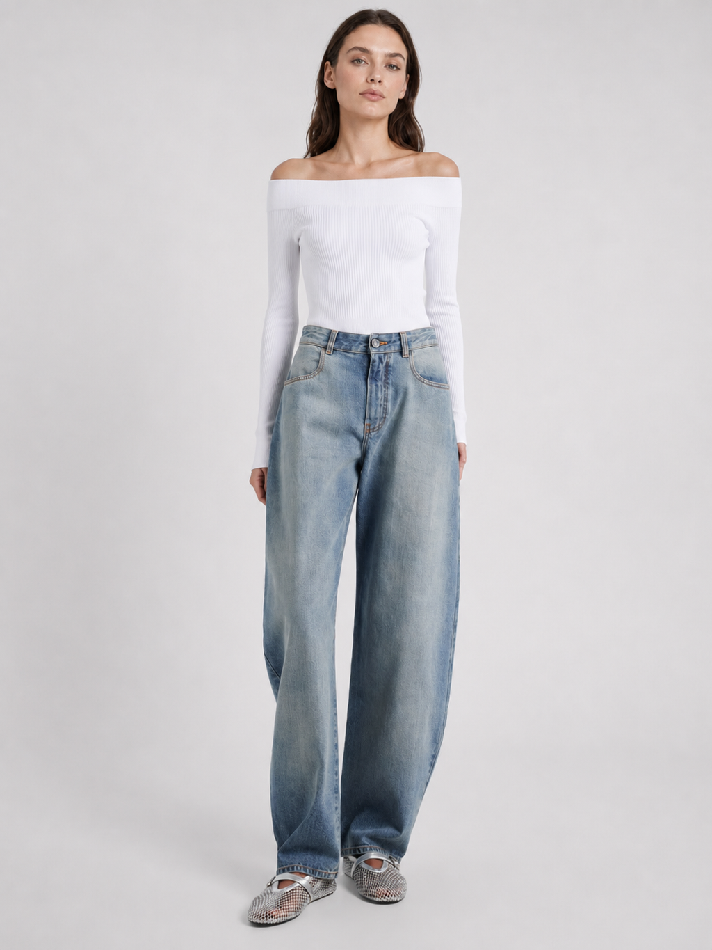 Off-Shoulder Ribbed Knit Bodysuit