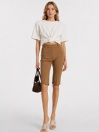 High-Waist Tailored Bermuda Shorts