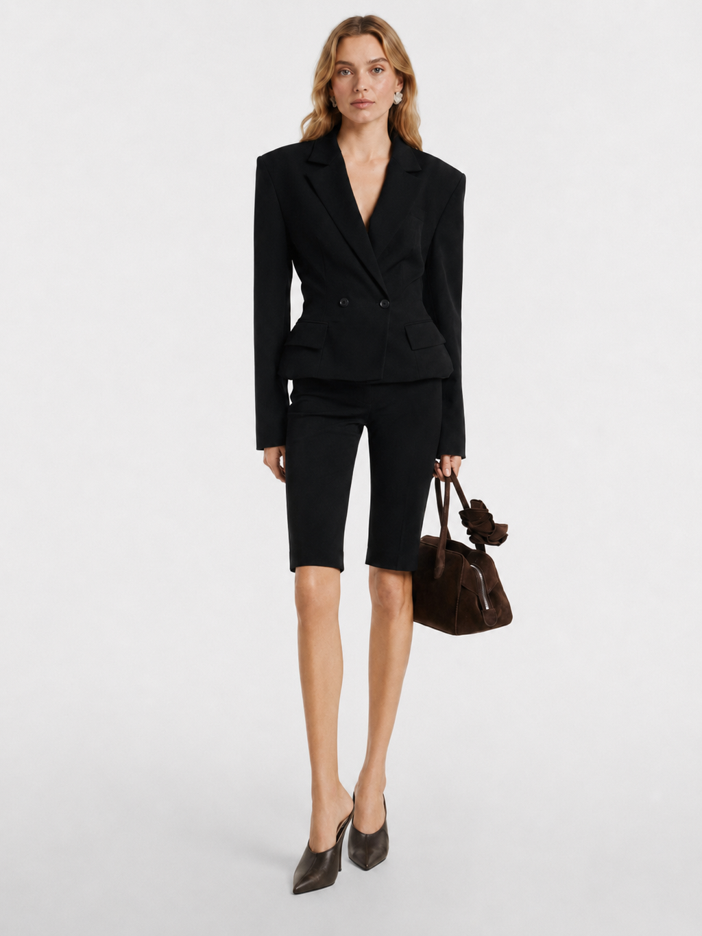 High-Waist Tailored Bermuda Shorts