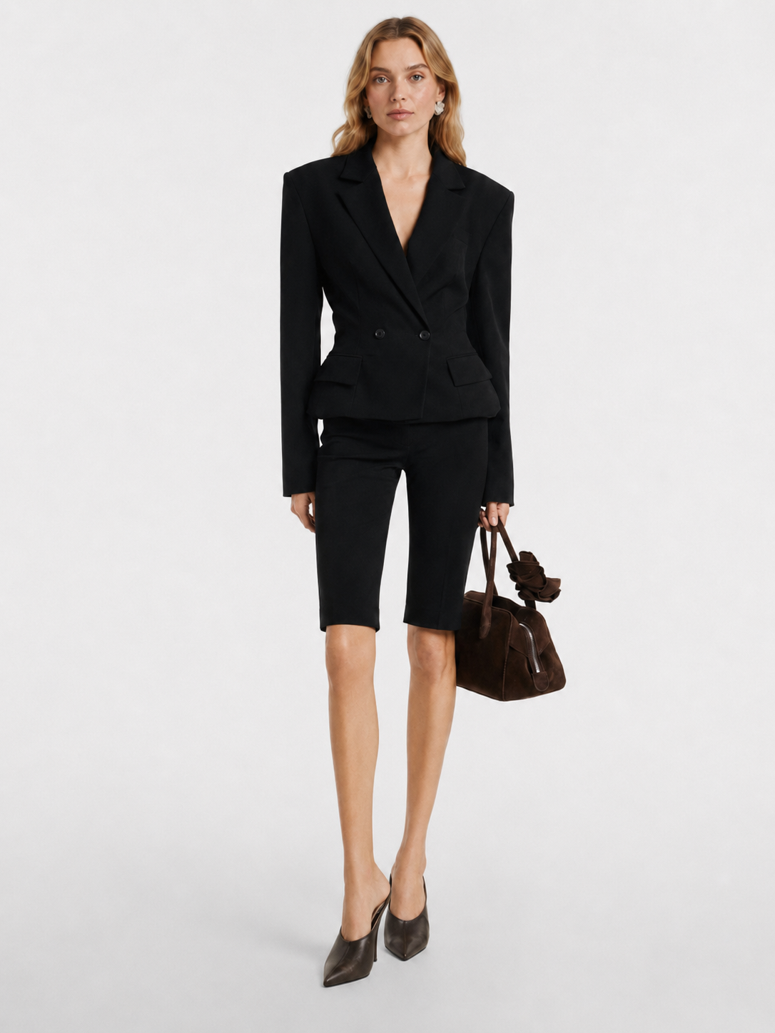 High-Waist Tailored Bermuda Shorts
