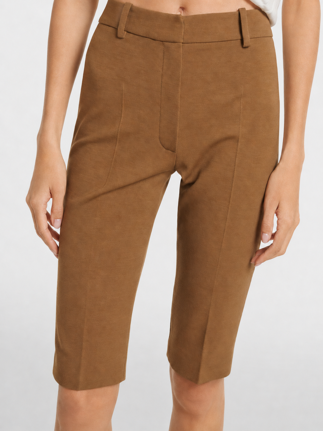 High-Waist Tailored Bermuda Shorts