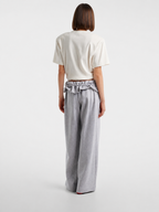 Ruffle Waist Wide Leg Pants