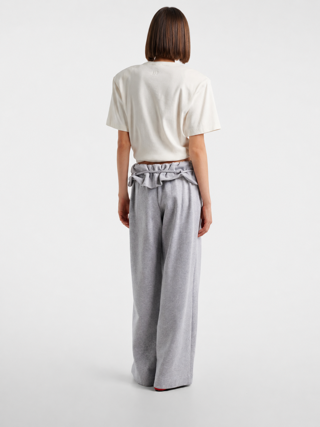 Ruffle Waist Wide Leg Pants