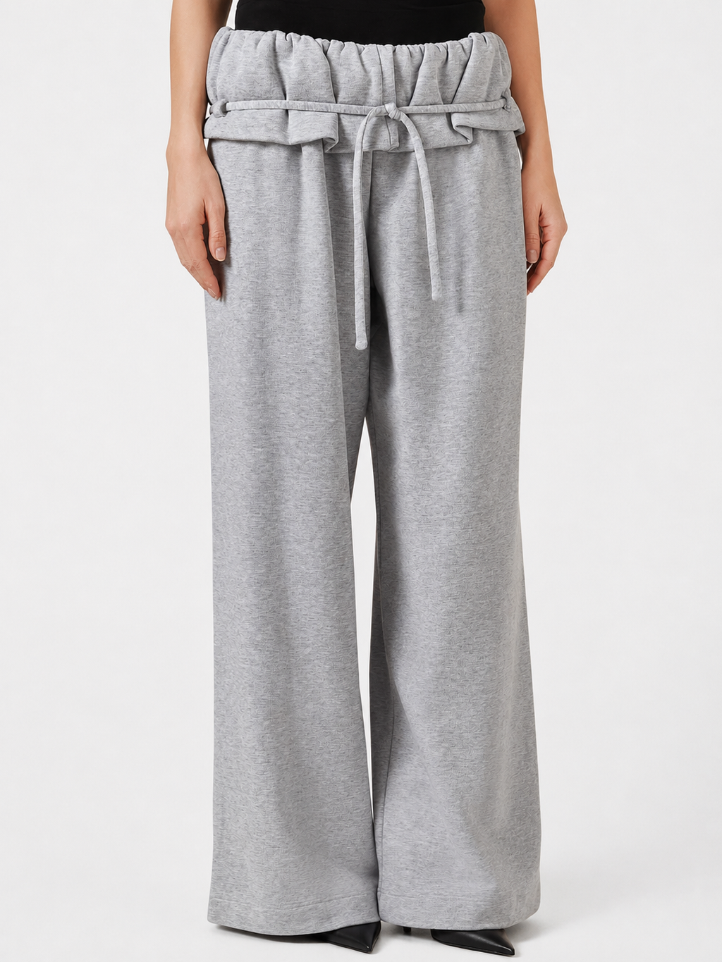 Ruffle Waist Wide Leg Pants