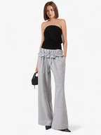 Ruffle Waist Wide Leg Pants