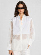Sheer Bib-Front Oversized Shirt