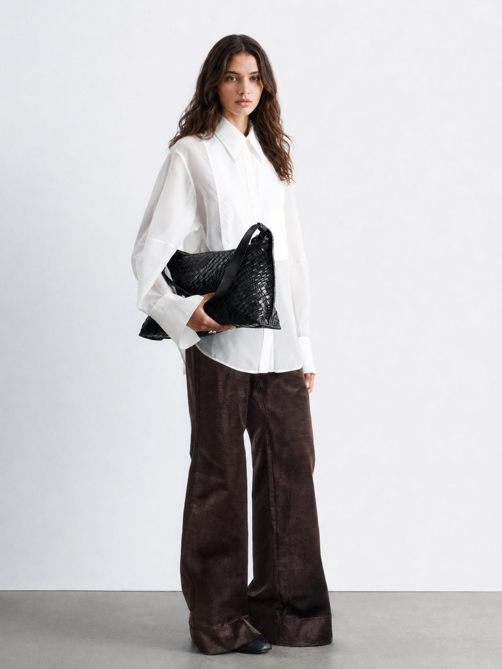 Sheer Bib-Front Oversized Shirt