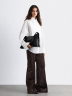 Sheer Bib-Front Oversized Shirt
