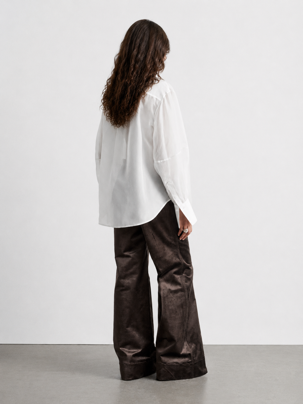 Sheer Bib-Front Oversized Shirt