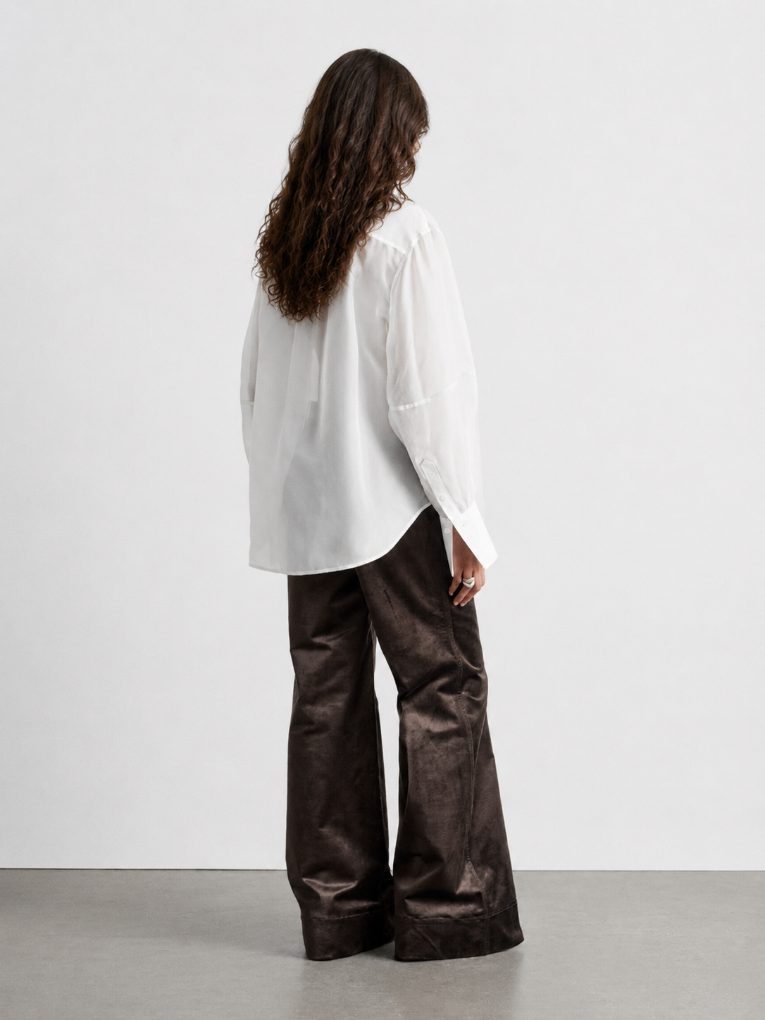 Sheer Bib-Front Oversized Shirt