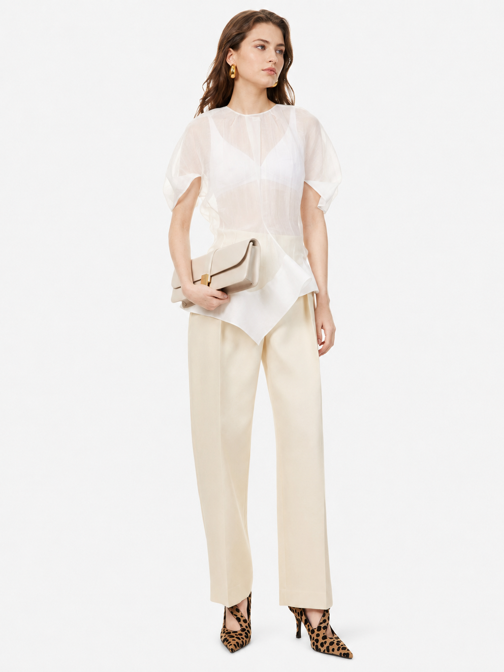 Sculpted Puff Sleeve Peplum Top
