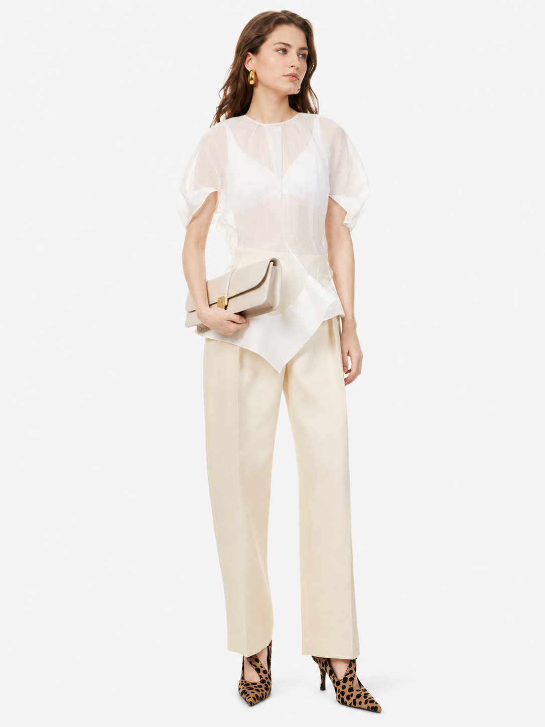 Sculpted Puff Sleeve Peplum Top