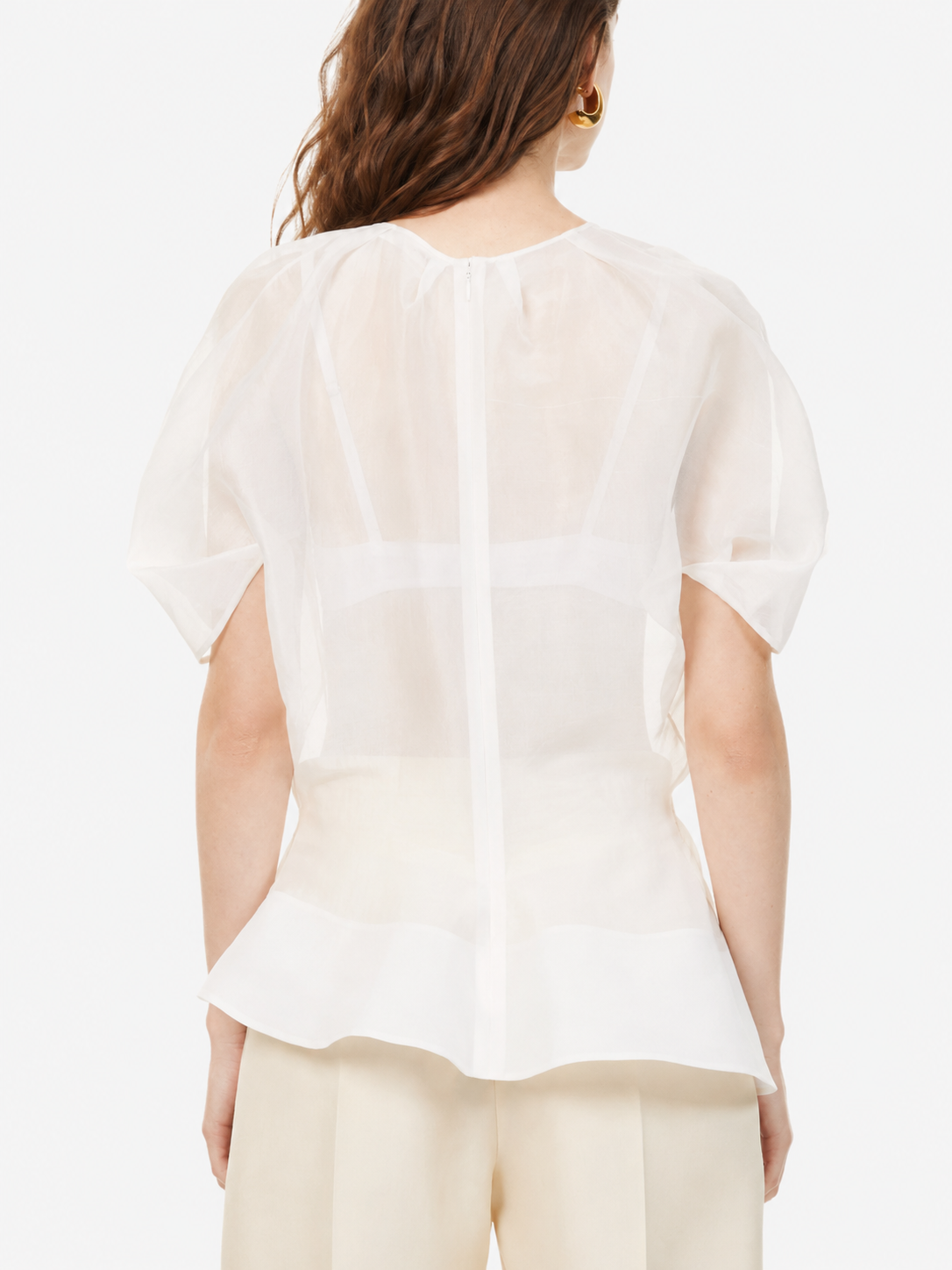 Sculpted Puff Sleeve Peplum Top