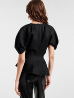 Sculpted Puff Sleeve Peplum Top