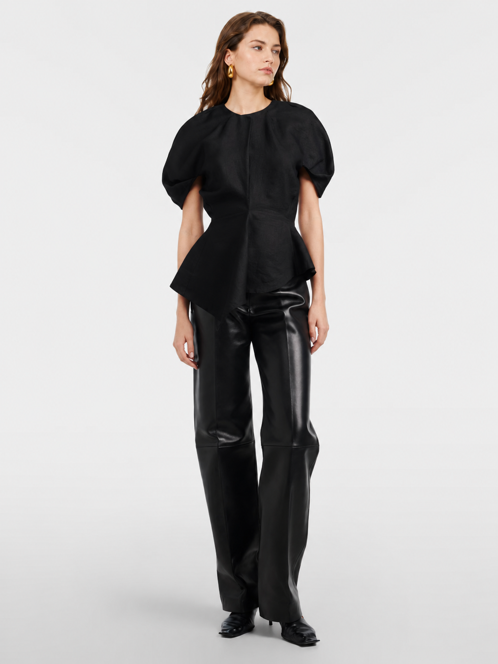 Sculpted Puff Sleeve Peplum Top