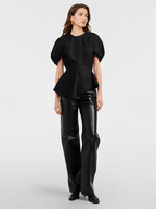 Sculpted Puff Sleeve Peplum Top