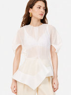 Sculpted Puff Sleeve Peplum Top