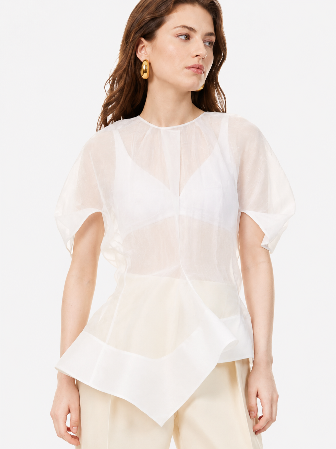 Sculpted Puff Sleeve Peplum Top