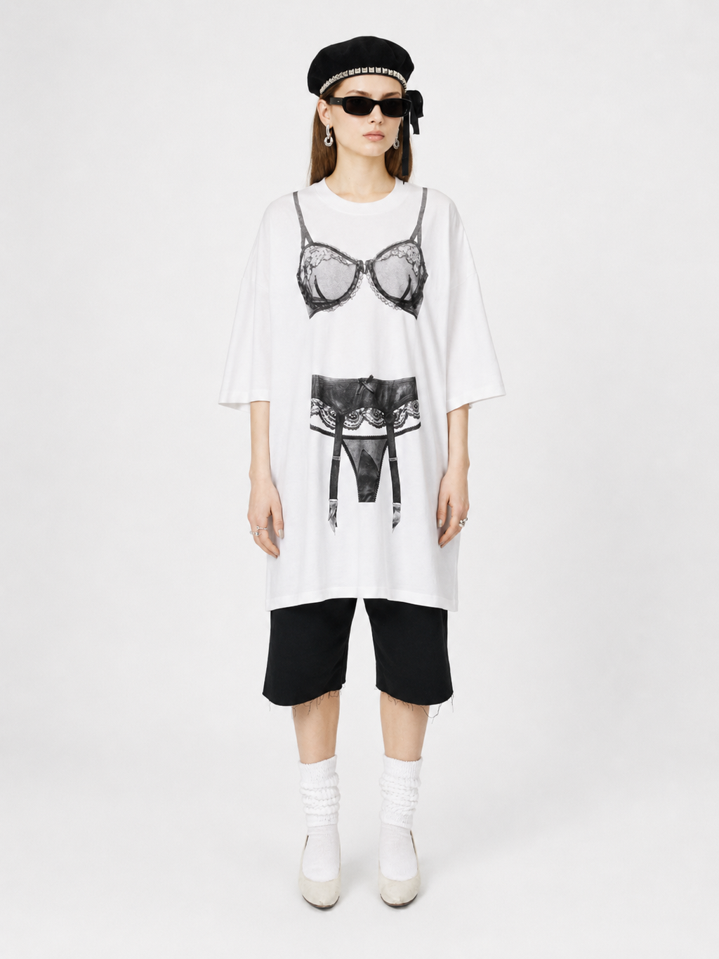 Lingerie Print Oversized Tee