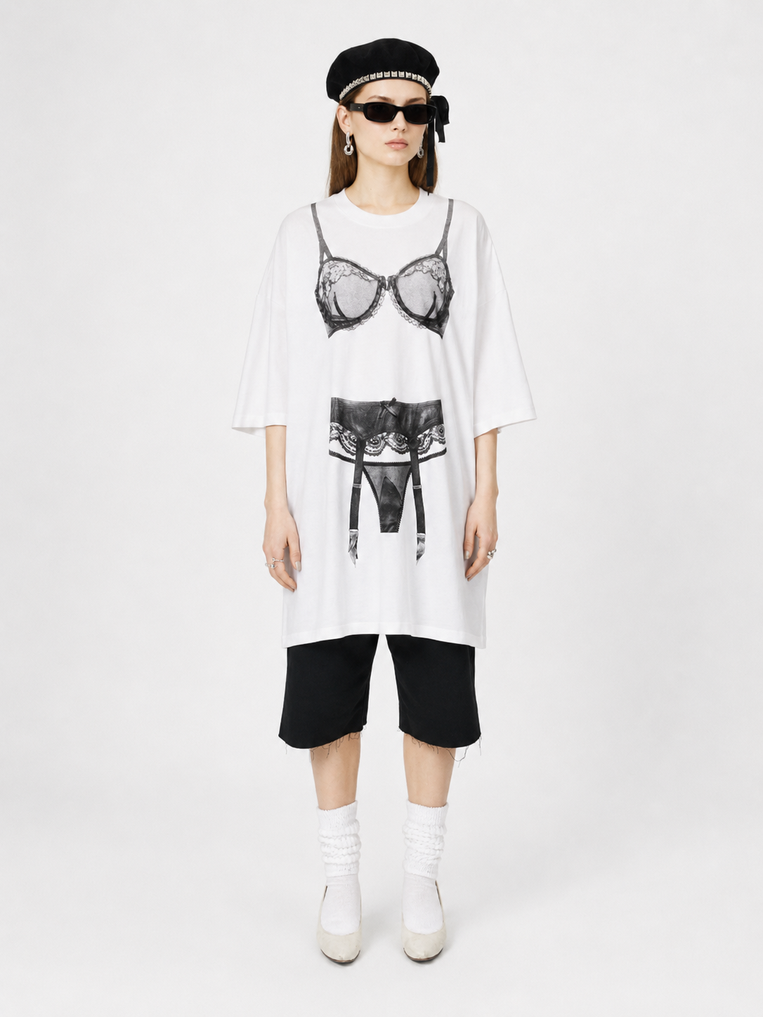 Lingerie Print Oversized Tee