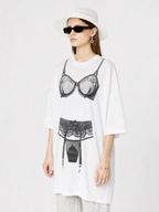 Lingerie Print Oversized Tee