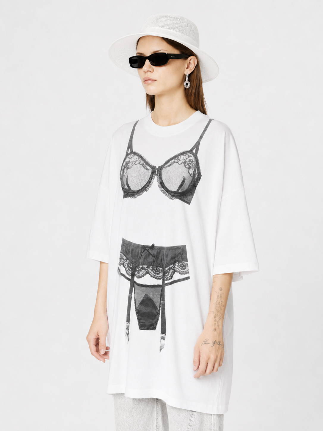 Lingerie Print Oversized Tee