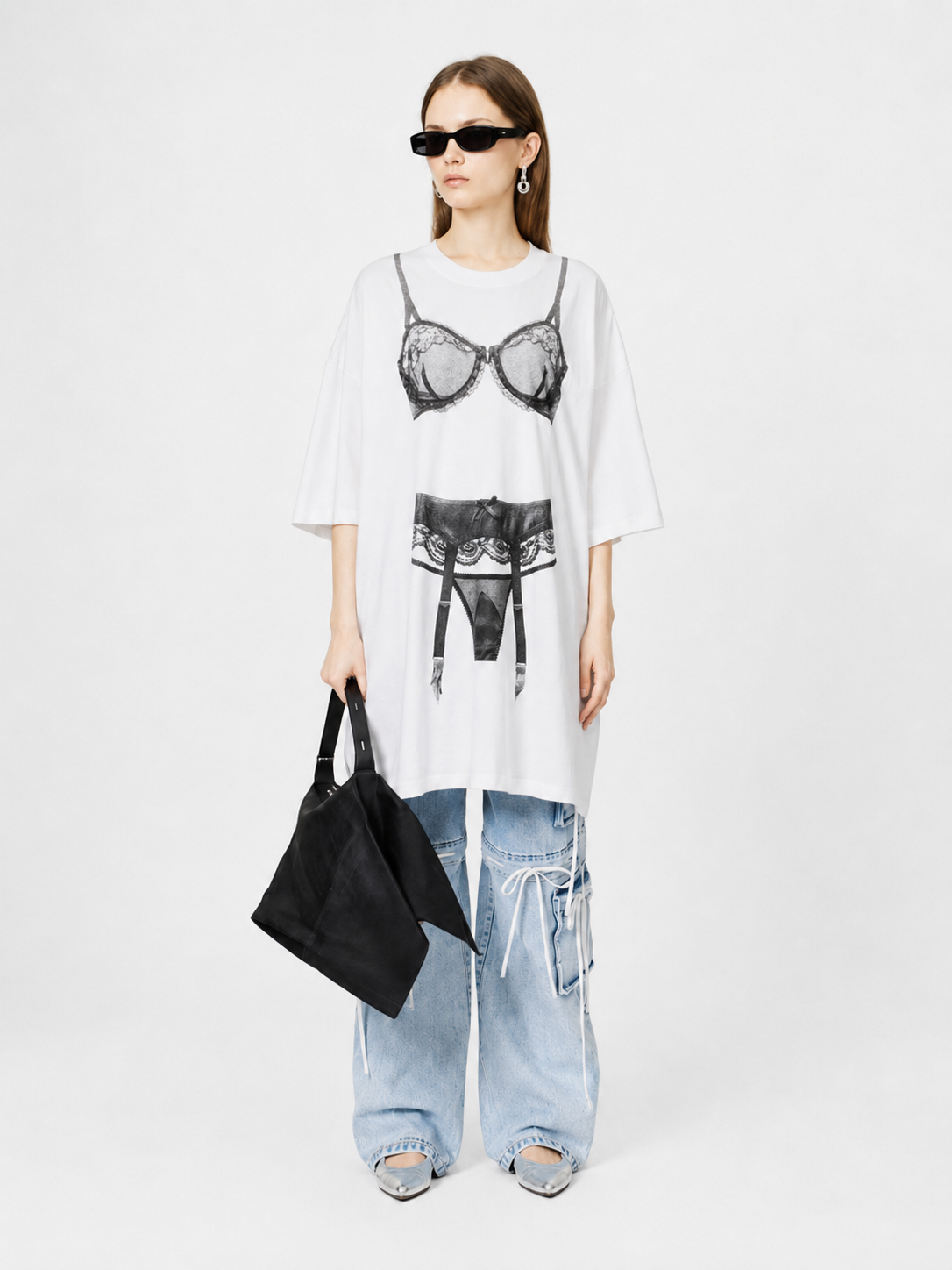 Lingerie Print Oversized Tee
