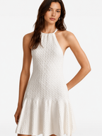 Ivory Cable Knit Halter Mini Dress