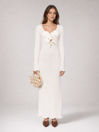 Ivory Rosette Knit Maxi Dress