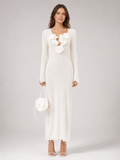 Ivory Rosette Knit Maxi Dress