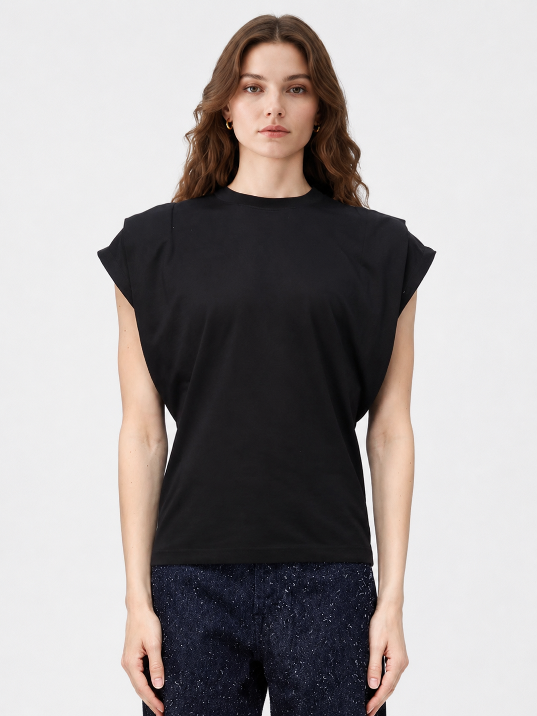 Structured Shoulder Cap Sleeve Top