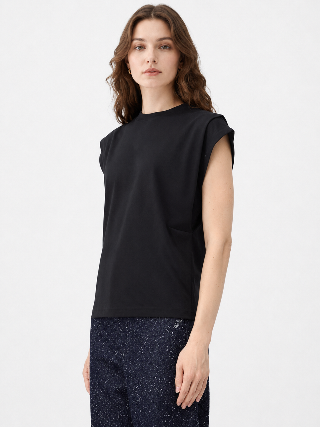 Structured Shoulder Cap Sleeve Top