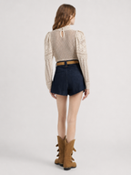 Pleated Denim Tailored Shorts