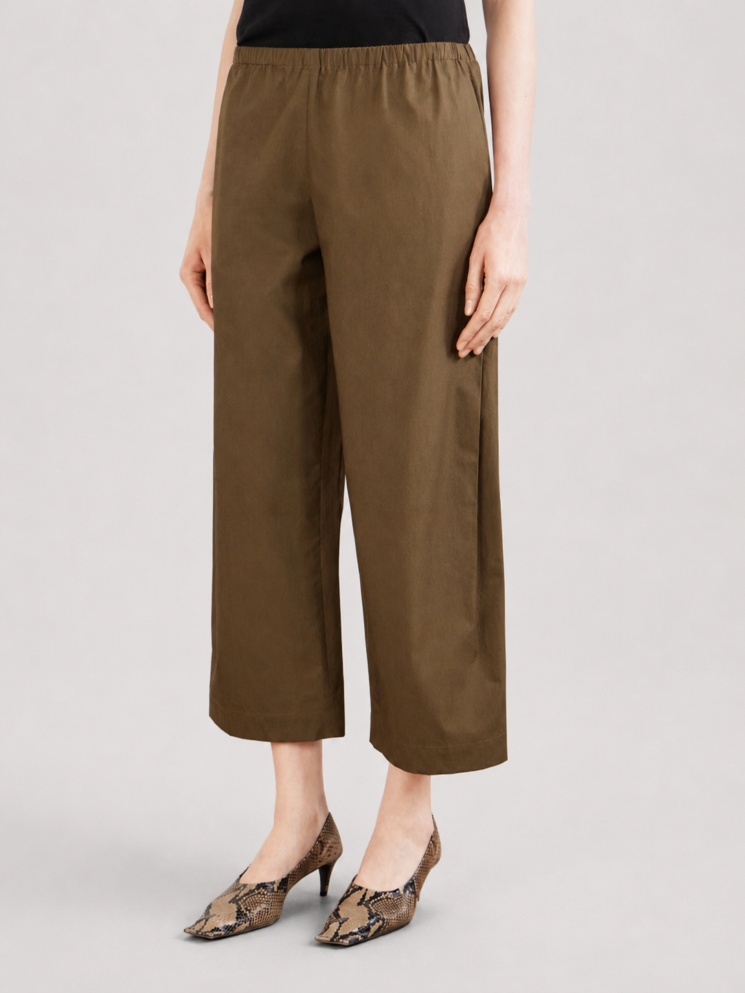 Elastic Waist Wide Leg Culotte Pants