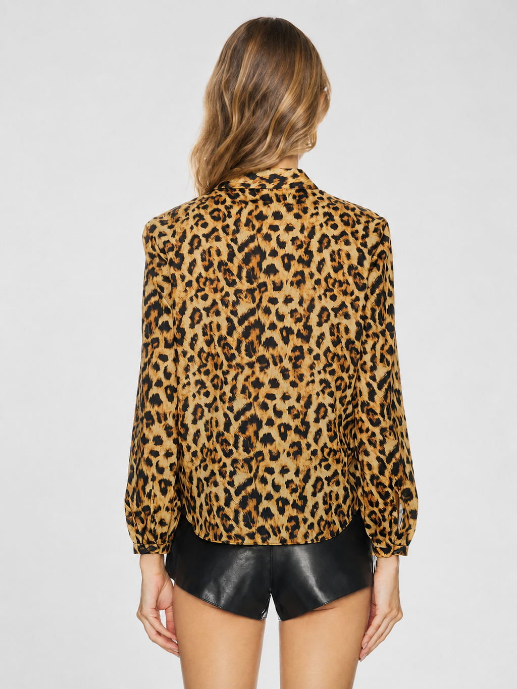 Leopard Print Button-Up Blouse