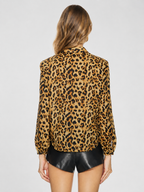 Leopard Print Button-Up Blouse