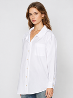 White High-Neck Oversized Button-Up Shirt