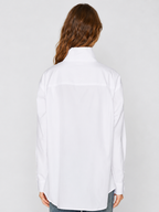 White High-Neck Oversized Button-Up Shirt