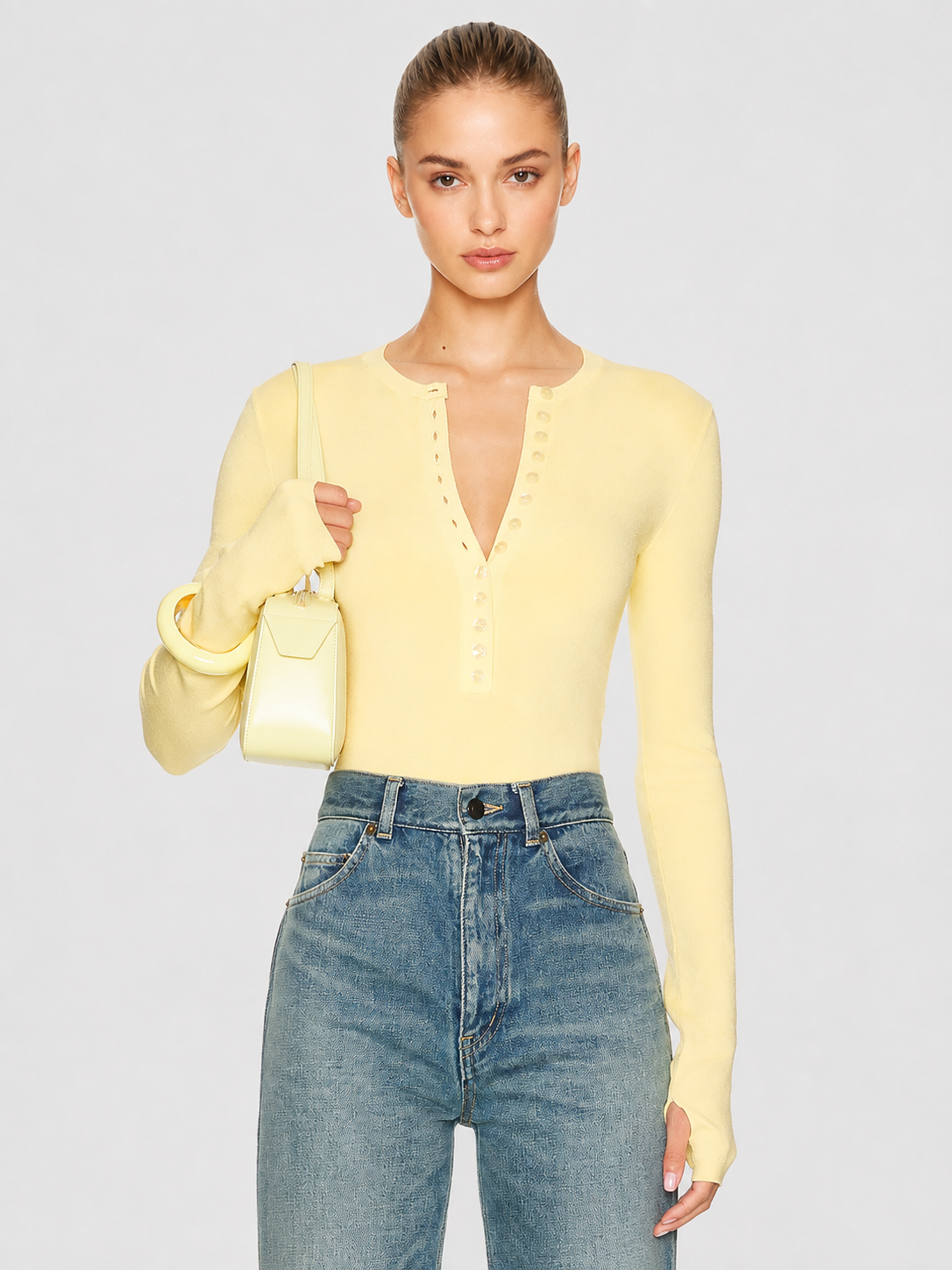 Long Sleeve Henley Knit Bodysuit