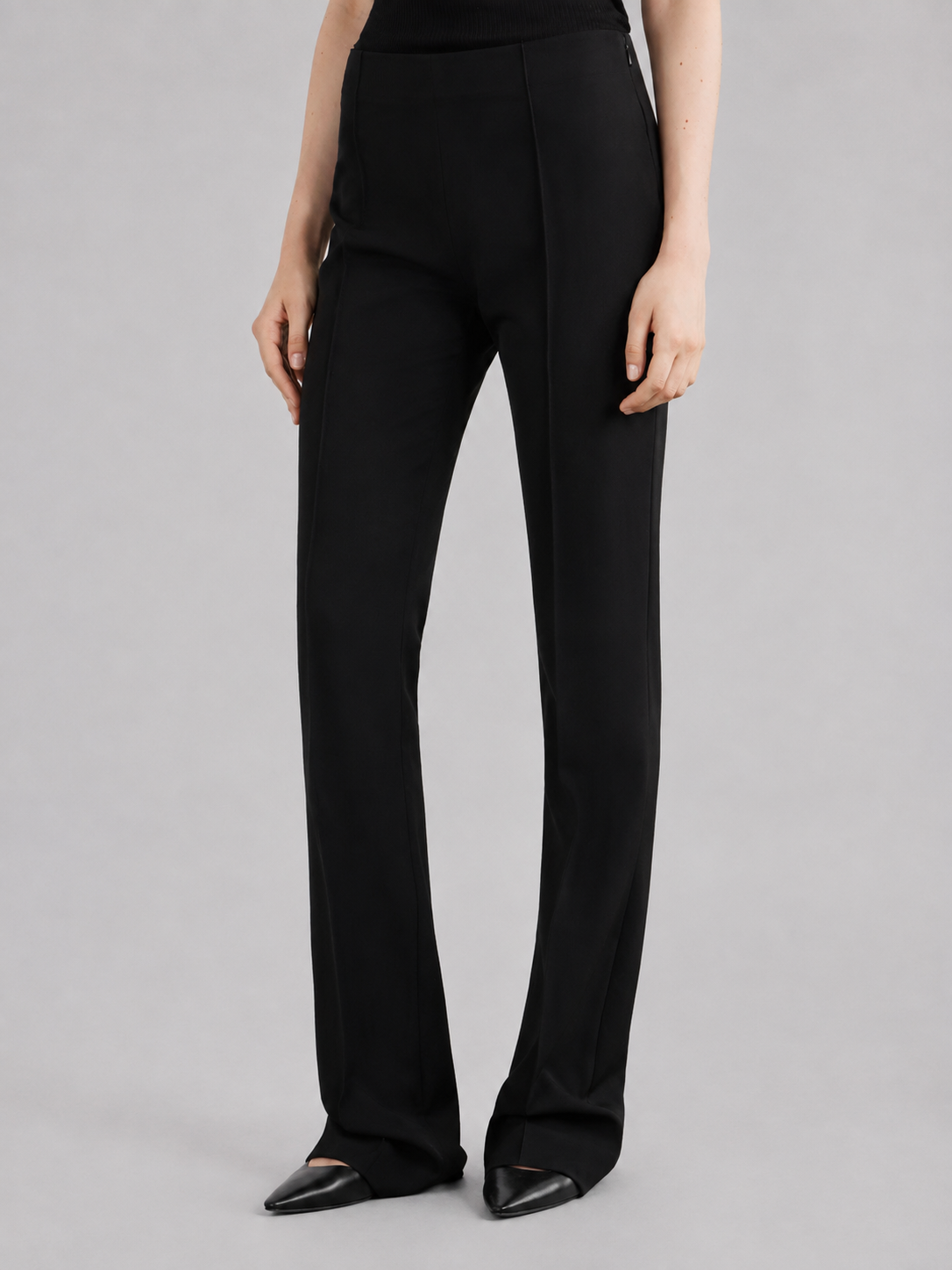 Classic High-Waist Tailored Straight-Leg Pants