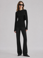 Classic High-Waist Tailored Straight-Leg Pants