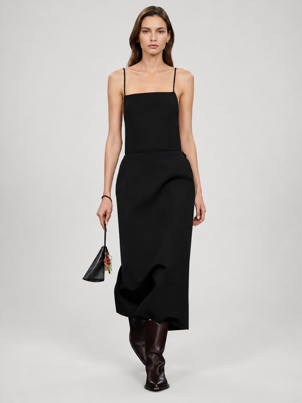 Black Open-Back Cami Maxi Dress