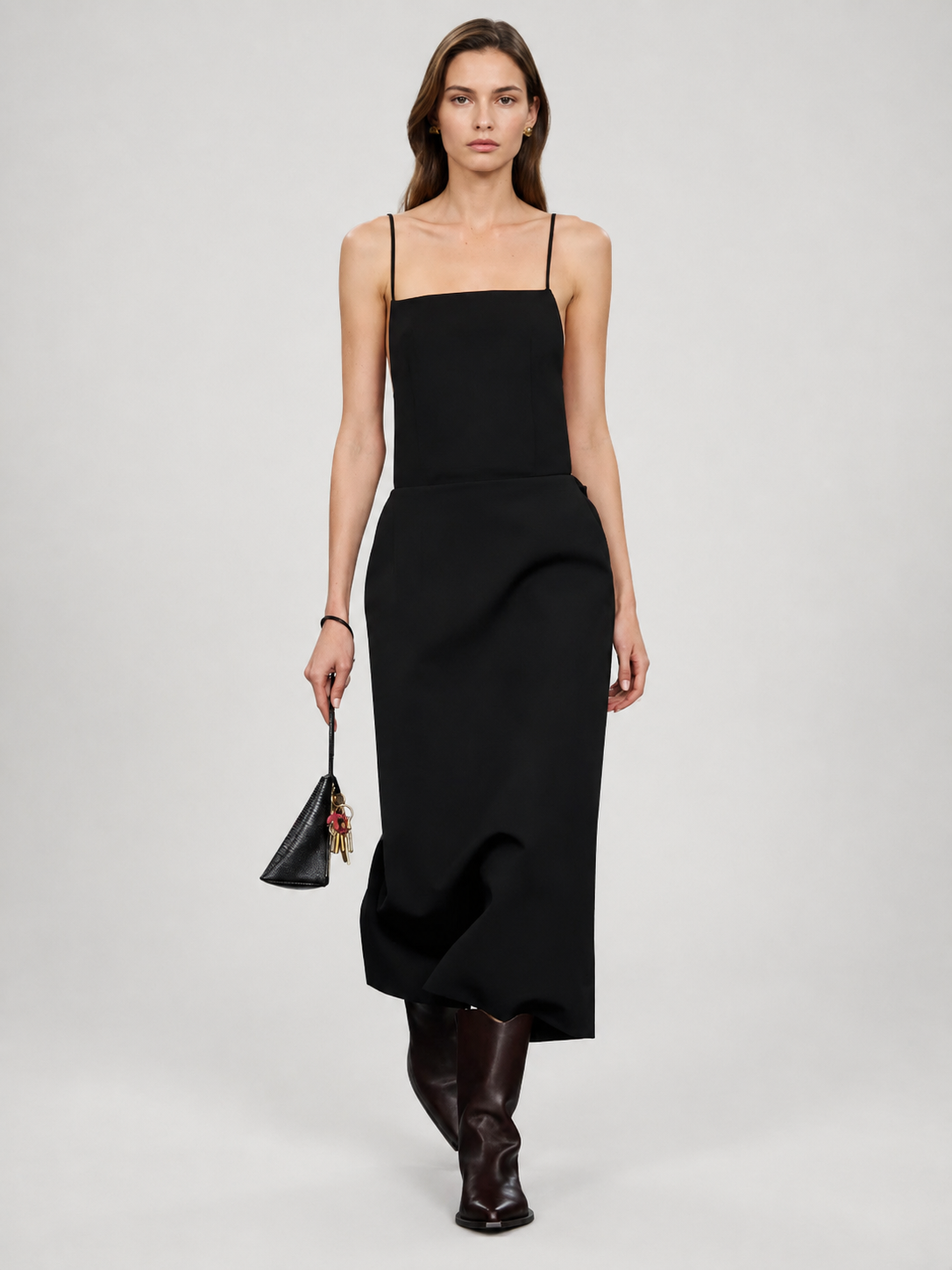Black Open-Back Cami Maxi Dress