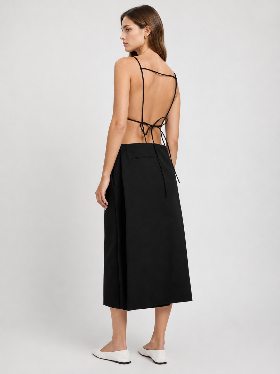 Black Open-Back Cami Maxi Dress