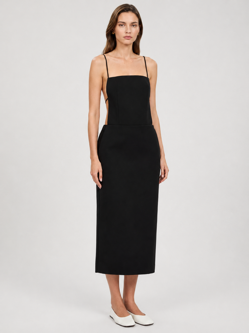 Black Open-Back Cami Maxi Dress