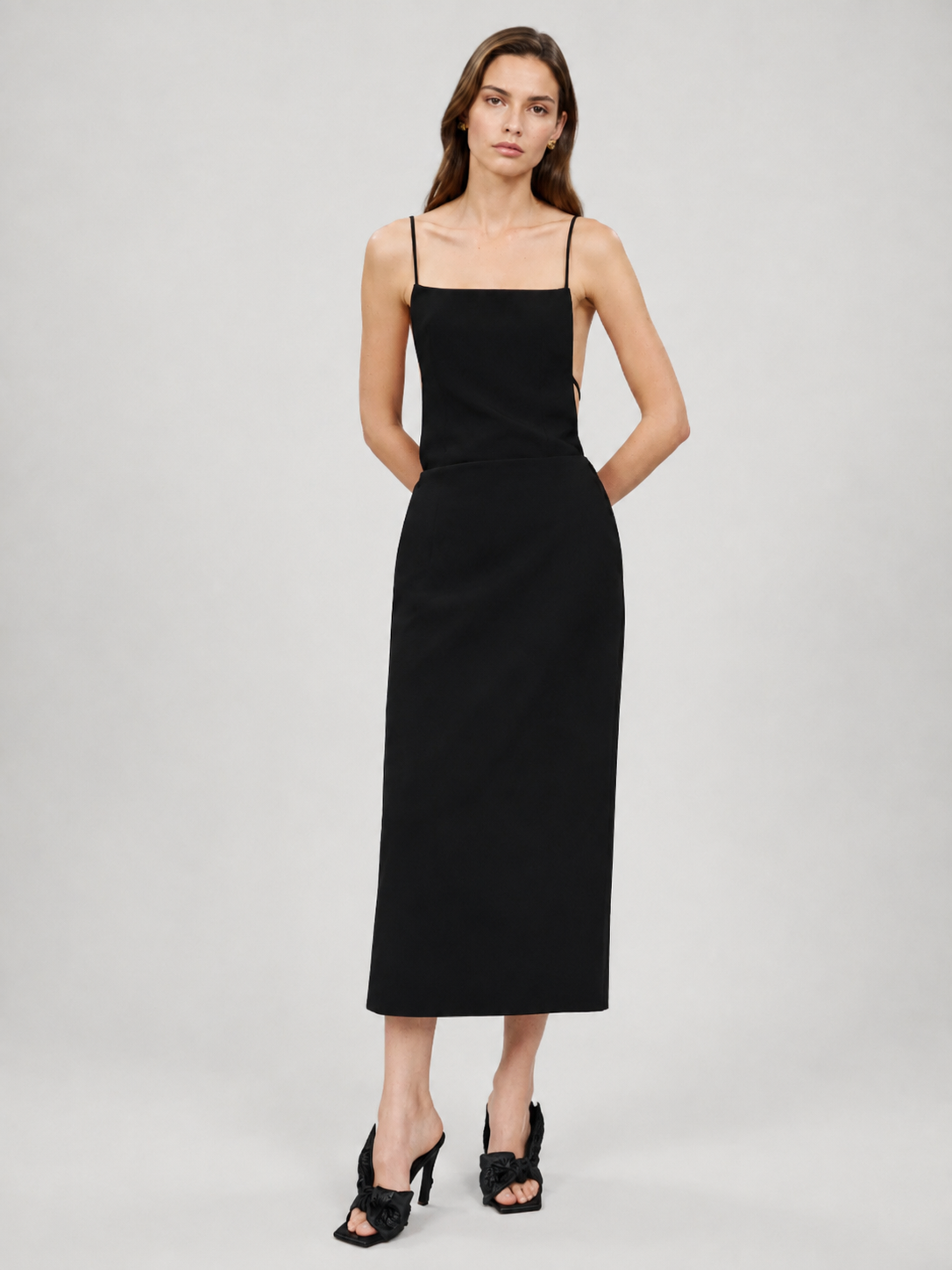 Black Open-Back Cami Maxi Dress