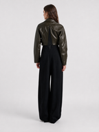 Black High-Waist Wide-Leg Tailored Pants