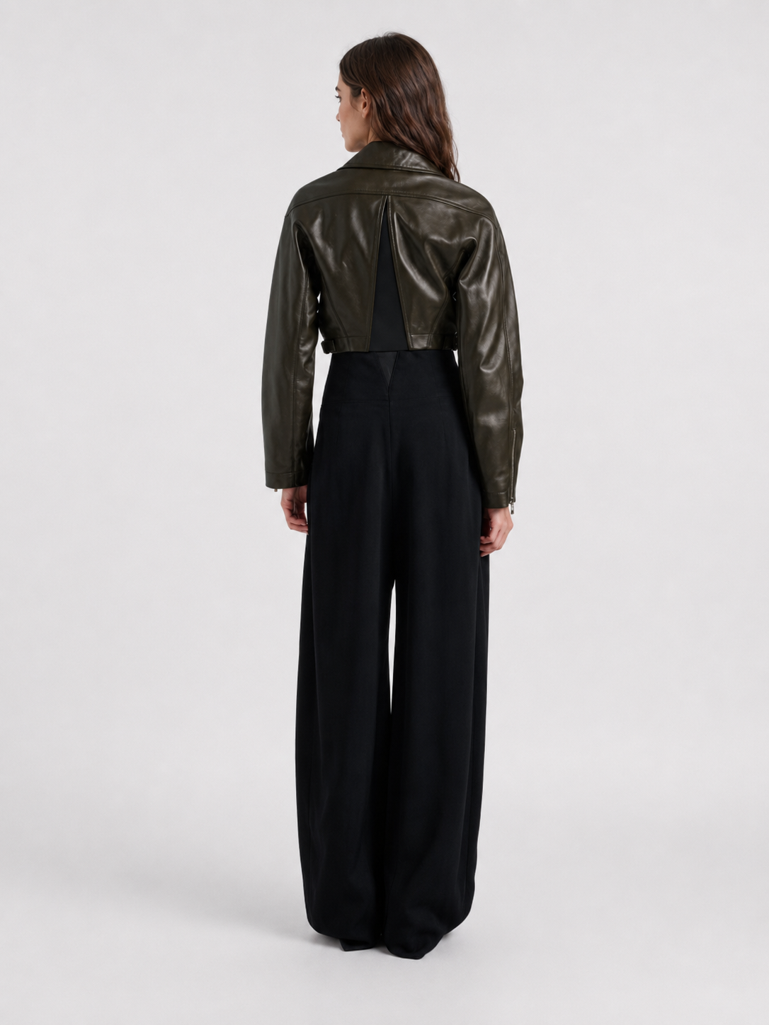 Black High-Waist Wide-Leg Tailored Pants