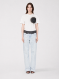 Light Wash Layered-Waist Straight-Leg Jeans