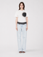 Light Wash Layered-Waist Straight-Leg Jeans